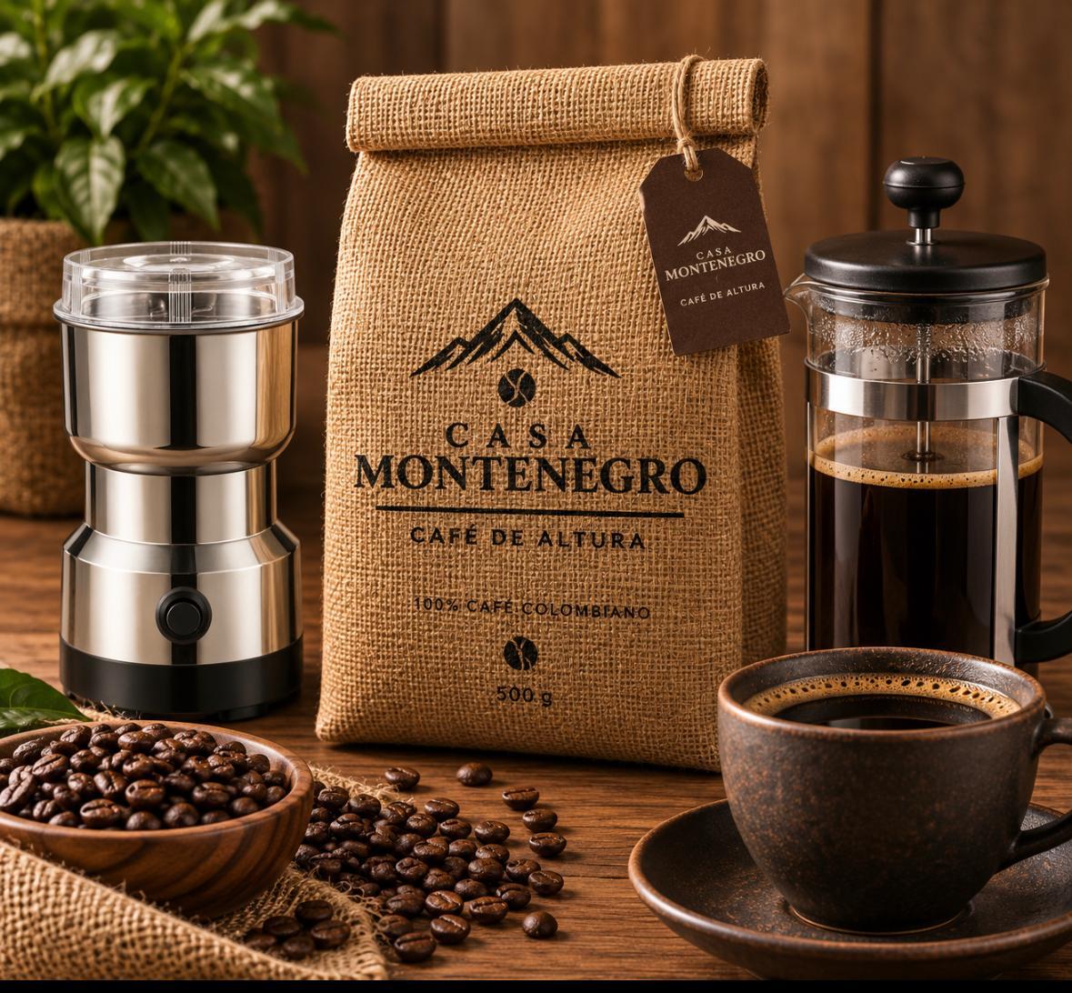 Ritual cafetero con molino y prensa